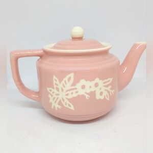 Harker Pottery Company Cameo Ware Dusty Rose Floral Teapot